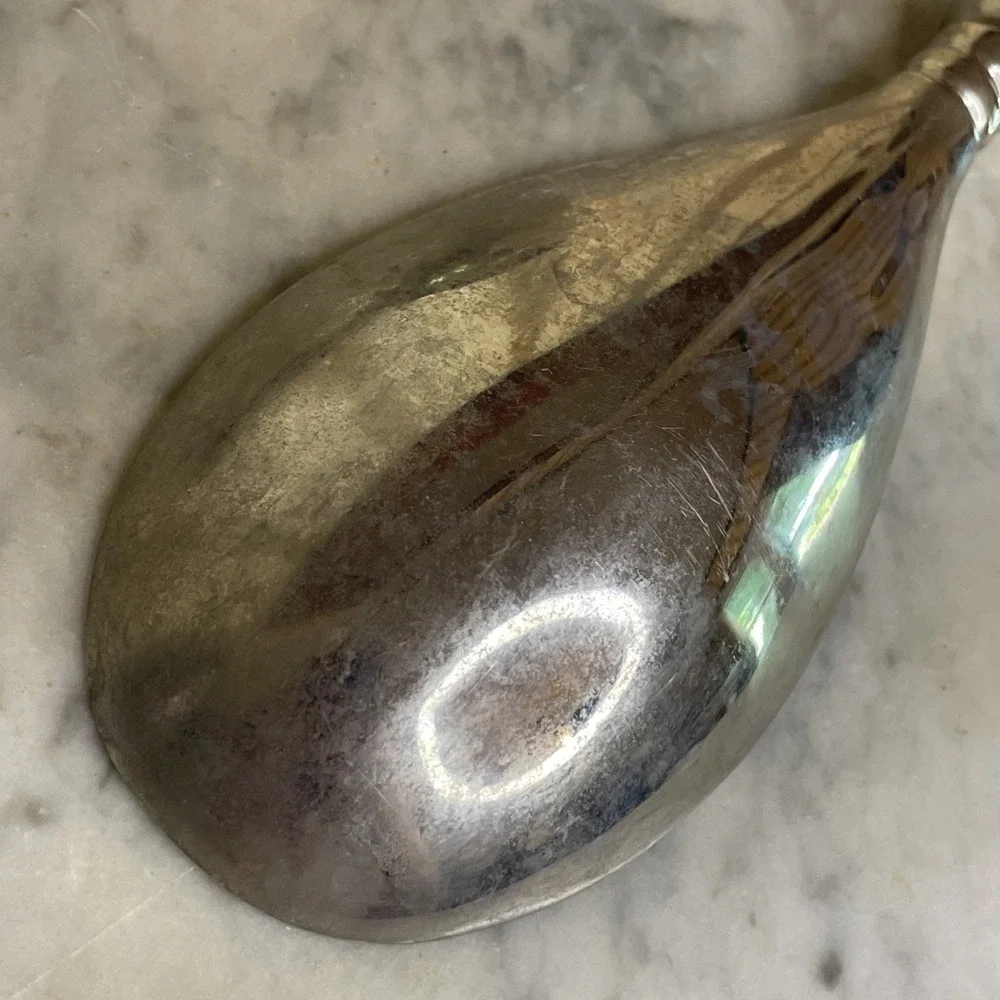 Vintage pair of‎ serving spoons metal with wood handle India
